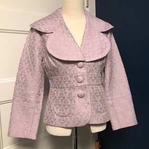 Anthropologie Elevenses lilac brocade jacket, 4